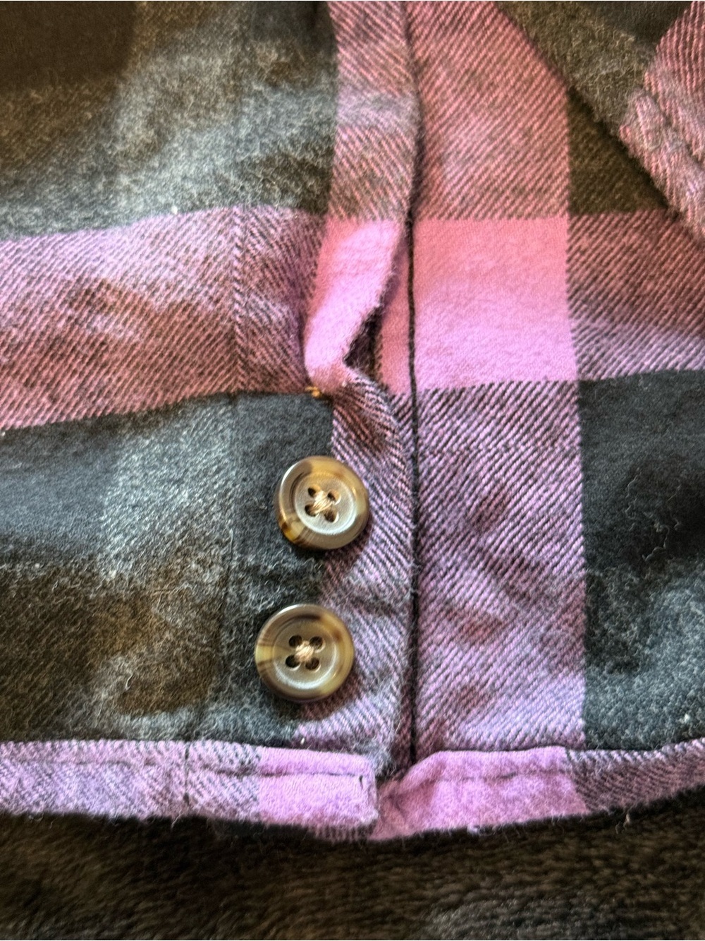 Women’s Purple & Black Plaid Button-Down Flannel 100% cotton - Picture 10 of 14